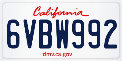 CA license plate 6VBW992