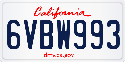 CA license plate 6VBW993