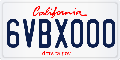CA license plate 6VBX000