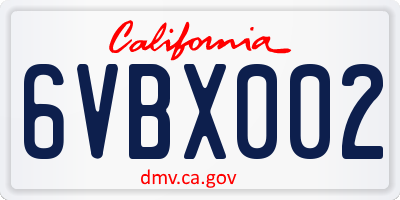 CA license plate 6VBX002
