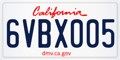 CA license plate 6VBX005