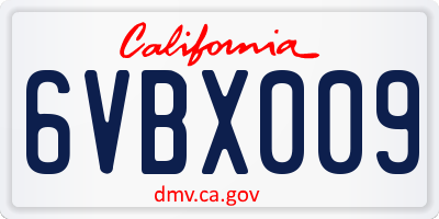 CA license plate 6VBX009