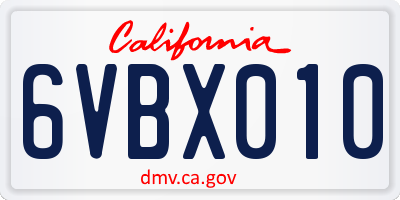 CA license plate 6VBX010