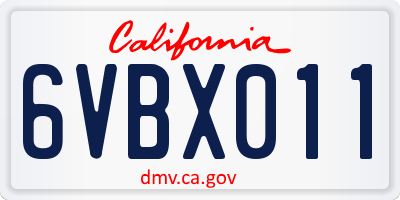 CA license plate 6VBX011