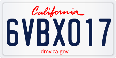 CA license plate 6VBX017