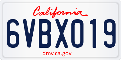 CA license plate 6VBX019