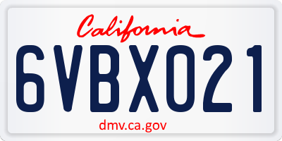 CA license plate 6VBX021