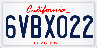 CA license plate 6VBX022