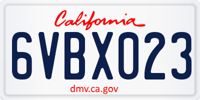 CA license plate 6VBX023