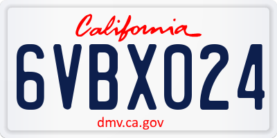 CA license plate 6VBX024