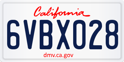 CA license plate 6VBX028