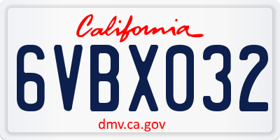 CA license plate 6VBX032
