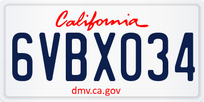 CA license plate 6VBX034