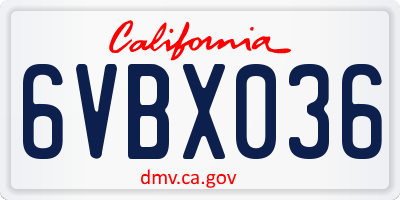 CA license plate 6VBX036