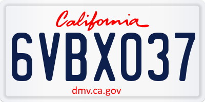 CA license plate 6VBX037