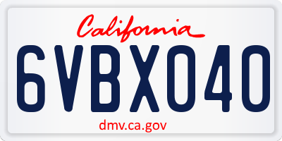 CA license plate 6VBX040