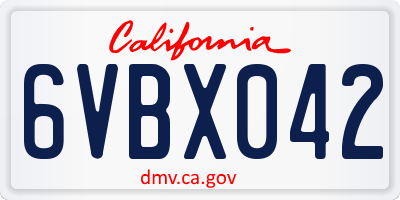 CA license plate 6VBX042