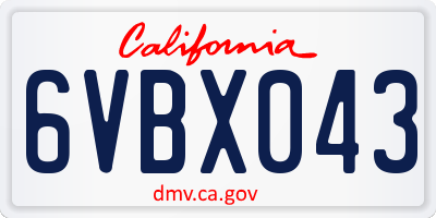 CA license plate 6VBX043