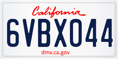 CA license plate 6VBX044