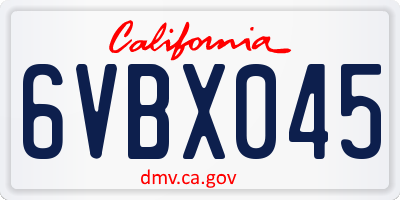 CA license plate 6VBX045