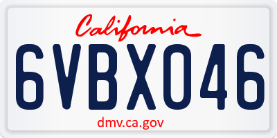 CA license plate 6VBX046