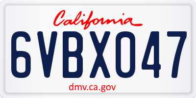 CA license plate 6VBX047