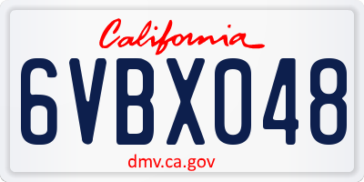 CA license plate 6VBX048