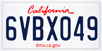 CA license plate 6VBX049