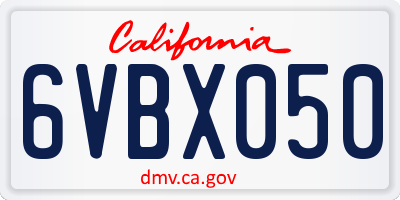 CA license plate 6VBX050