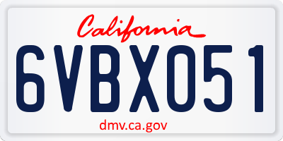 CA license plate 6VBX051