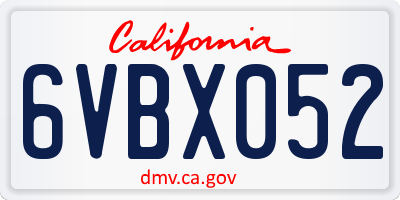 CA license plate 6VBX052