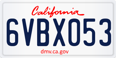 CA license plate 6VBX053