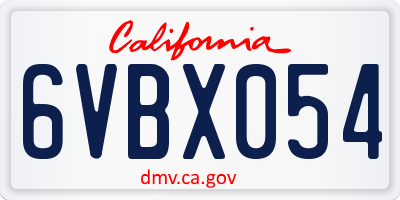 CA license plate 6VBX054