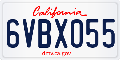 CA license plate 6VBX055