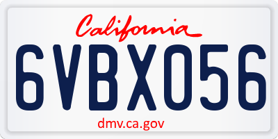 CA license plate 6VBX056