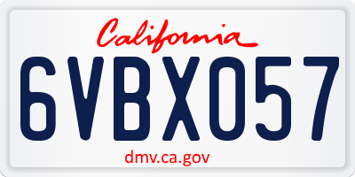CA license plate 6VBX057