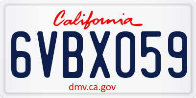 CA license plate 6VBX059