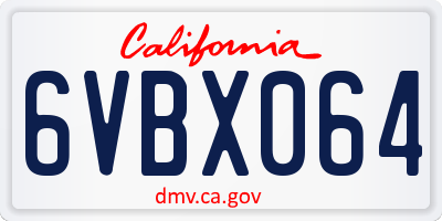 CA license plate 6VBX064
