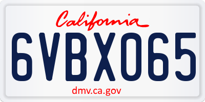 CA license plate 6VBX065