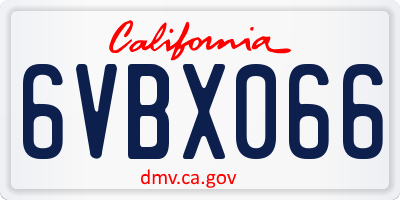 CA license plate 6VBX066