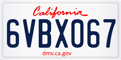 CA license plate 6VBX067