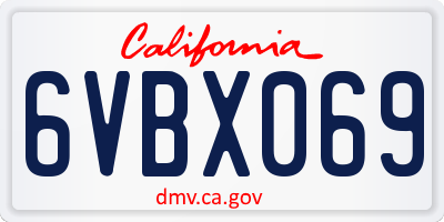 CA license plate 6VBX069