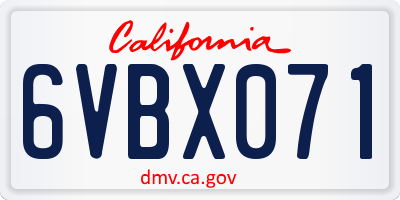 CA license plate 6VBX071
