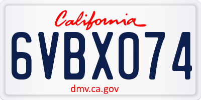 CA license plate 6VBX074