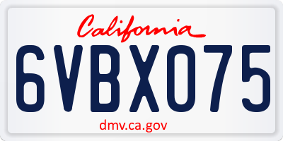 CA license plate 6VBX075
