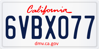CA license plate 6VBX077
