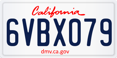 CA license plate 6VBX079