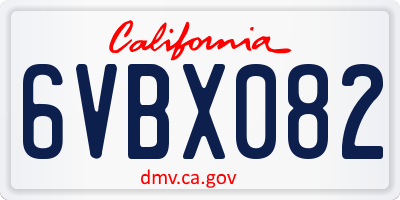 CA license plate 6VBX082