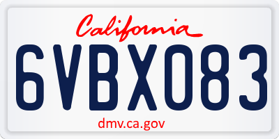 CA license plate 6VBX083