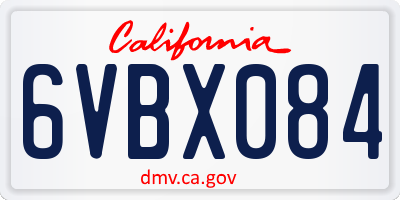 CA license plate 6VBX084